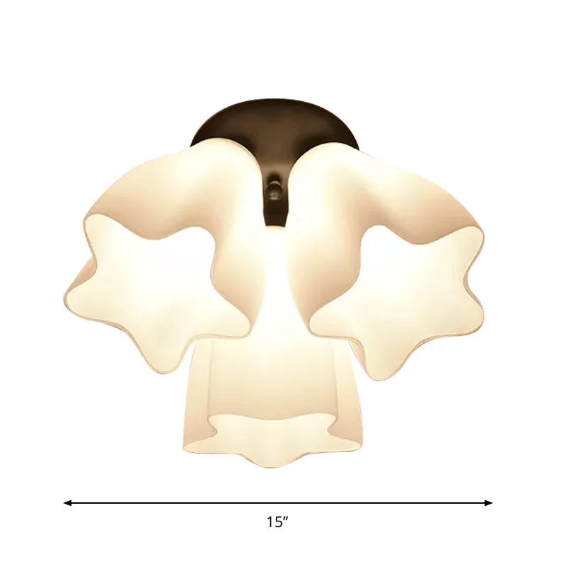 Ster semi-inbouwlamp eenvoudig wit glas 3/5 lampen slaapkamer dicht bij plafond verlichtingsarmatuur Clearhalo