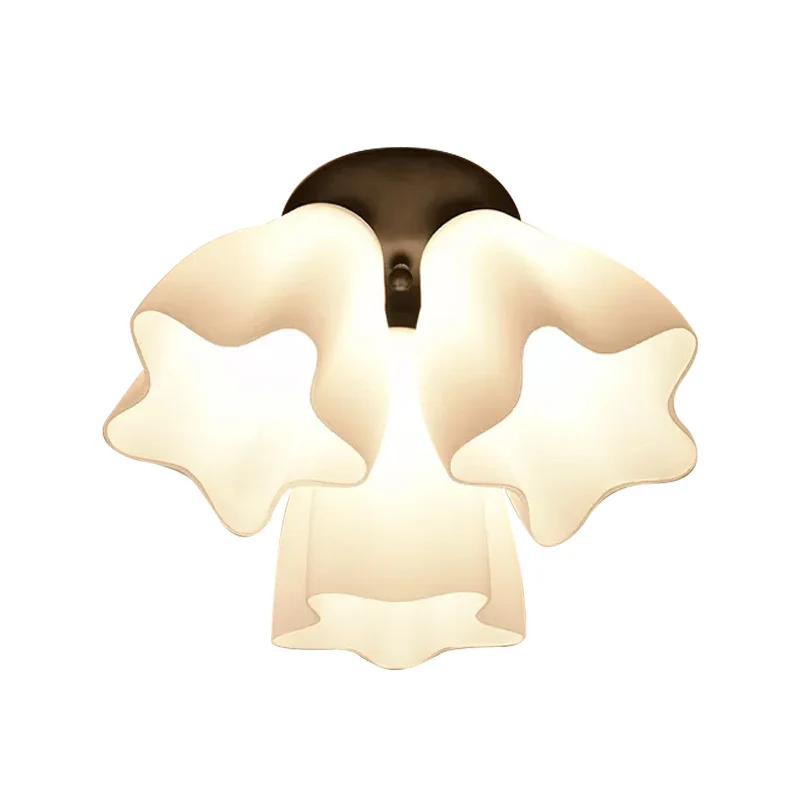 Ster semi-inbouwlamp eenvoudig wit glas 3/5 lampen slaapkamer dicht bij plafond verlichtingsarmatuur Clearhalo