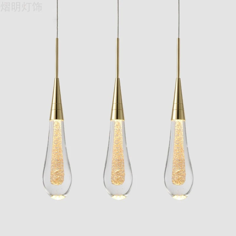 Stijlvolle moderne druppelvormige hanger van helder kristal 1-lichts eetkamer plafondhanglamp goud Clearhalo