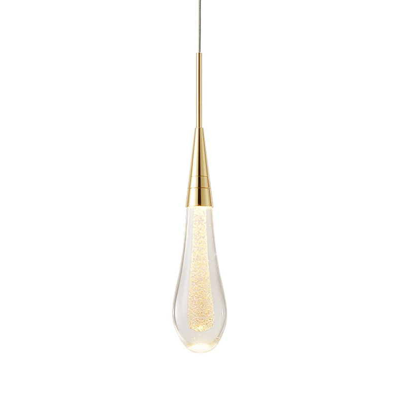 Stijlvolle moderne druppelvormige hanger van helder kristal 1-lichts eetkamer plafondhanglamp goud Clearhalo