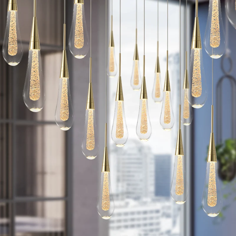 Stijlvolle moderne druppelvormige hanger van helder kristal 1-lichts eetkamer plafondhanglamp goud Clearhalo
