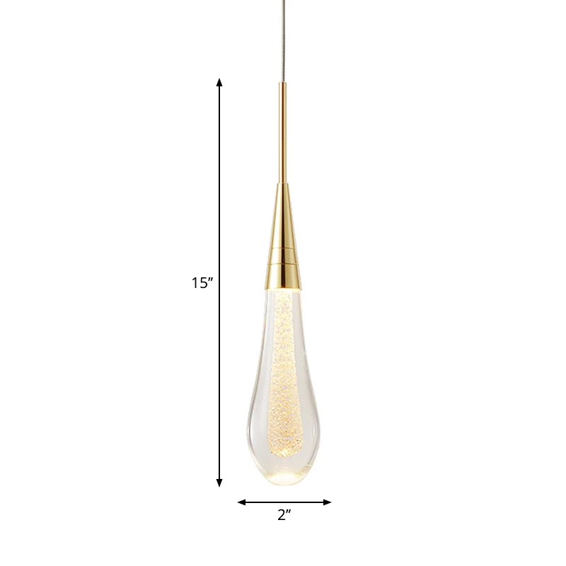 Stijlvolle moderne druppelvormige hanger van helder kristal 1-lichts eetkamer plafondhanglamp goud Clearhalo