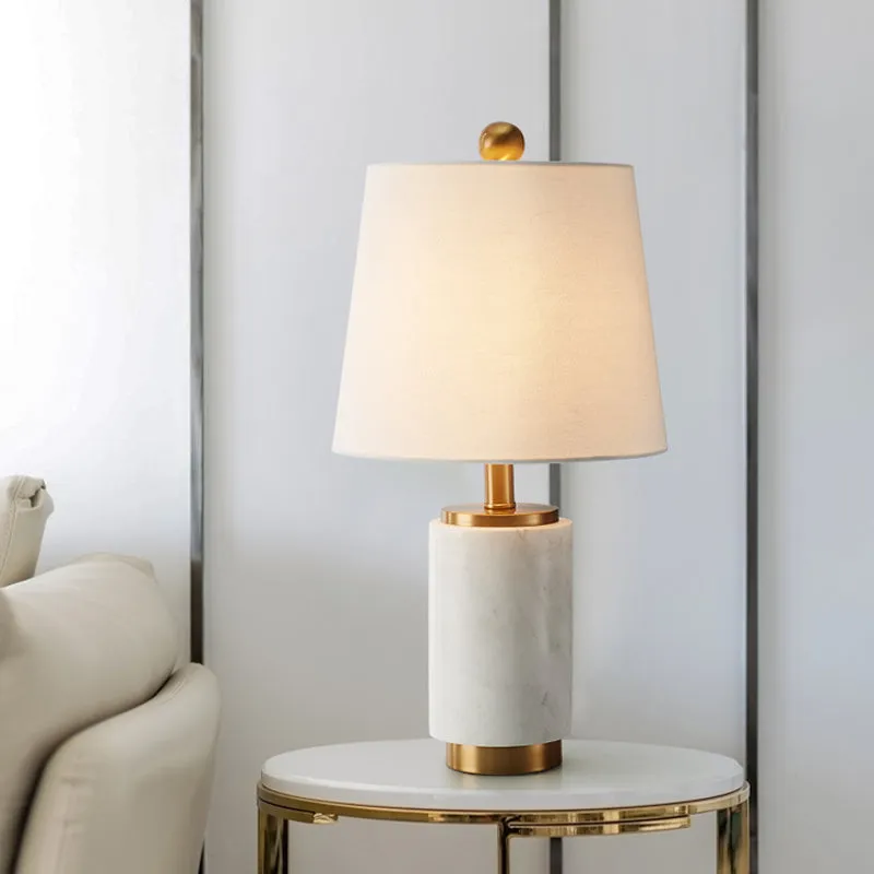 Stoffen conische tafellamp eigentijds 1 lamp wit kleine bureaulamp voor woonkamer Clearhalo