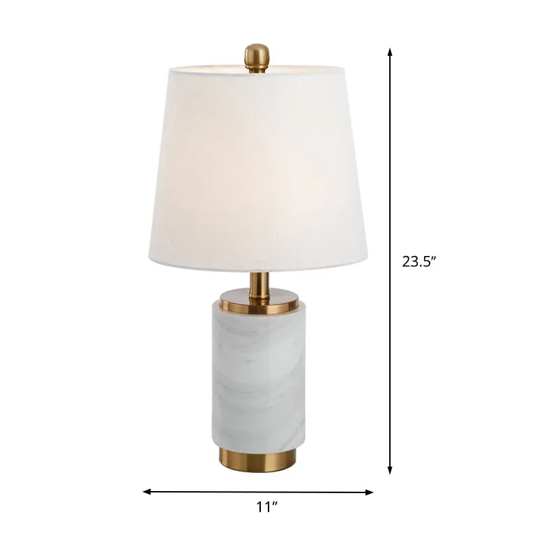 Stoffen conische tafellamp eigentijds 1 lamp wit kleine bureaulamp voor woonkamer Clearhalo