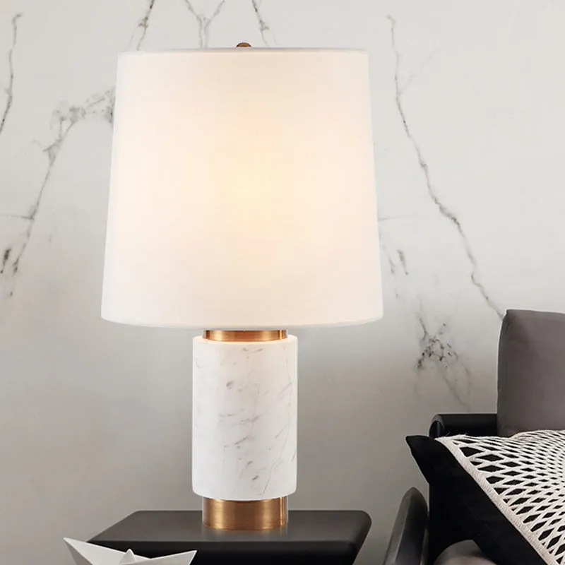 Stoffen conische tafellamp eigentijds 1 lamp wit kleine bureaulamp voor woonkamer Clearhalo