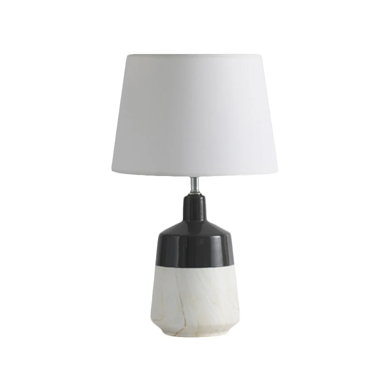 Stoffen drumtafelverlichting Eigentijdse 1-koppige nachtlamp wit voor nachtkastje met keramische voet Clearhalo