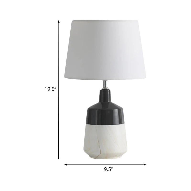 Stoffen drumtafelverlichting Eigentijdse 1-koppige nachtlamp wit voor nachtkastje met keramische voet Clearhalo
