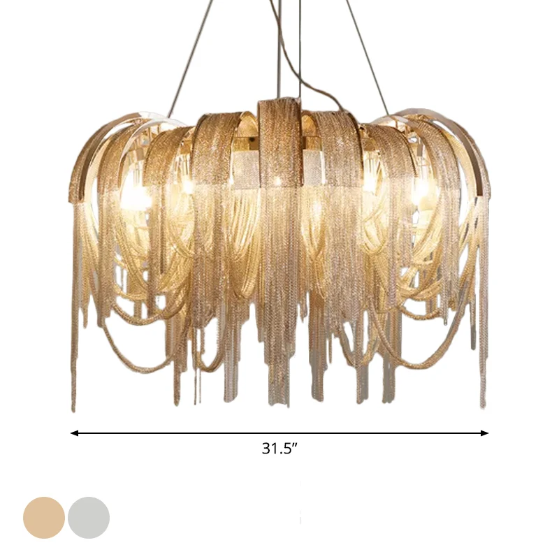 Stream Kroonluchter Verlichting Moderne aluminium ketting LED-hanglamp voor eetkamer Clearhalo