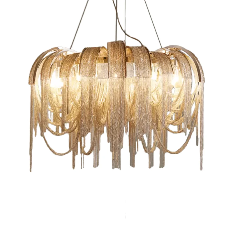 Stream Kroonluchter Verlichting Moderne aluminium ketting LED-hanglamp voor eetkamer Clearhalo