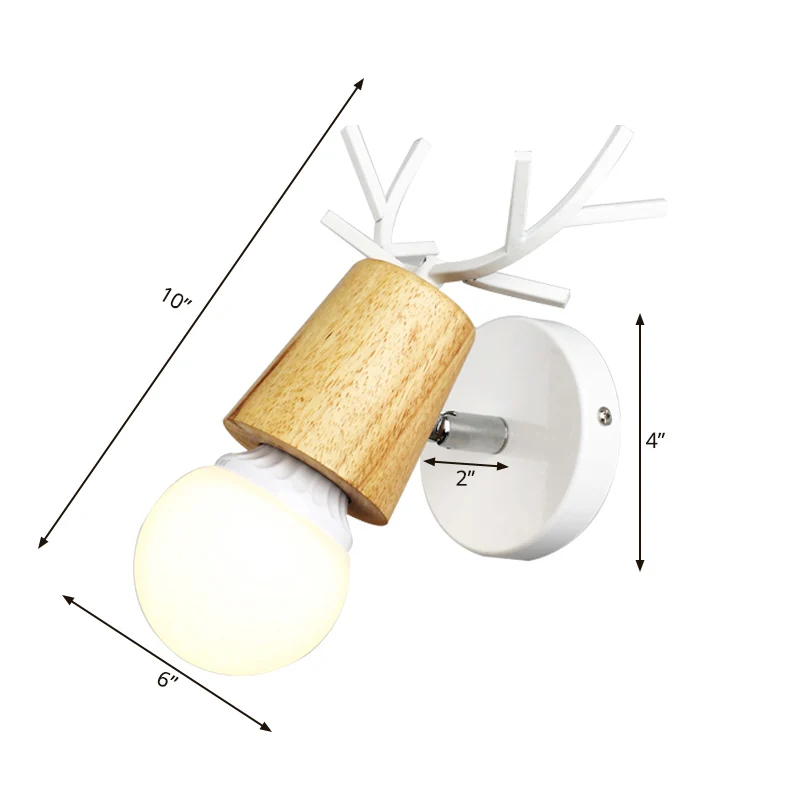 Studeerkamer hertenhoorn wandlamp metaal 1 kop rustieke stijl witte schanslamp Clearhalo
