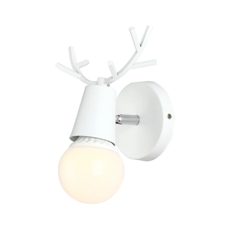 Studeerkamer hertenhoorn wandlamp metaal 1 kop rustieke stijl witte schanslamp Clearhalo