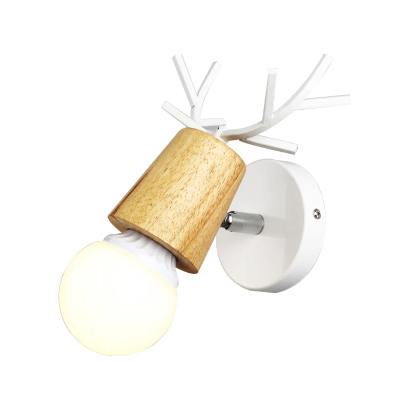 Studeerkamer hertenhoorn wandlamp metaal 1 kop rustieke stijl witte schanslamp Clearhalo