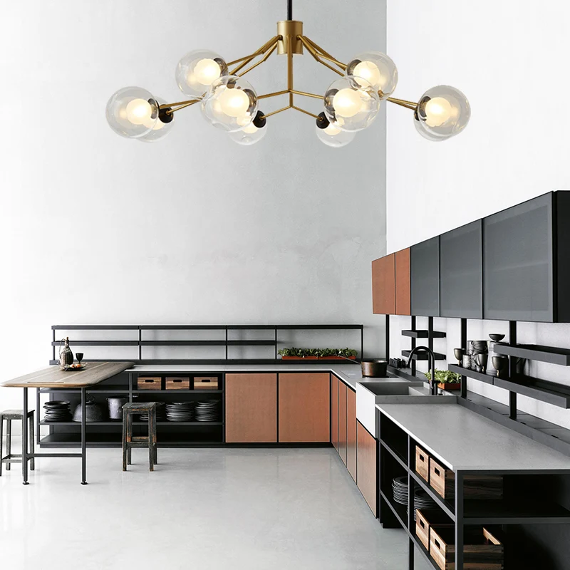 Studeerkamer Modo hanglamp metaal en glas 12-lichts moderne kroonluchter Clearhalo