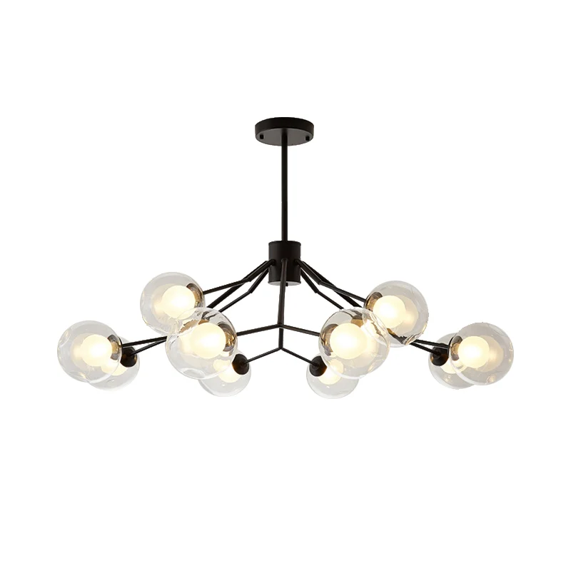 Studeerkamer Modo hanglamp metaal en glas 12-lichts moderne kroonluchter Clearhalo