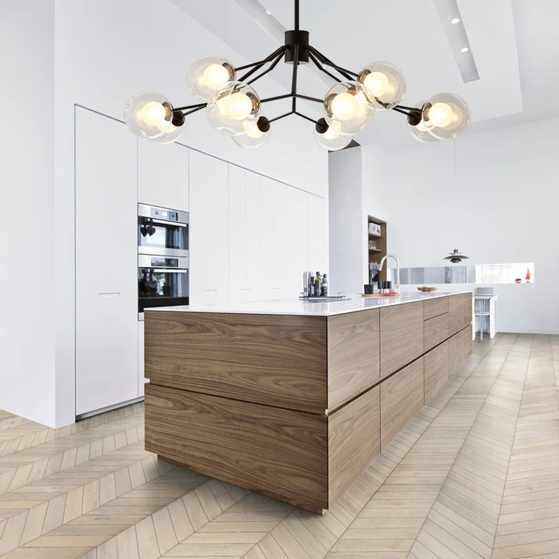 Studeerkamer Modo hanglamp metaal en glas 12-lichts moderne kroonluchter Clearhalo
