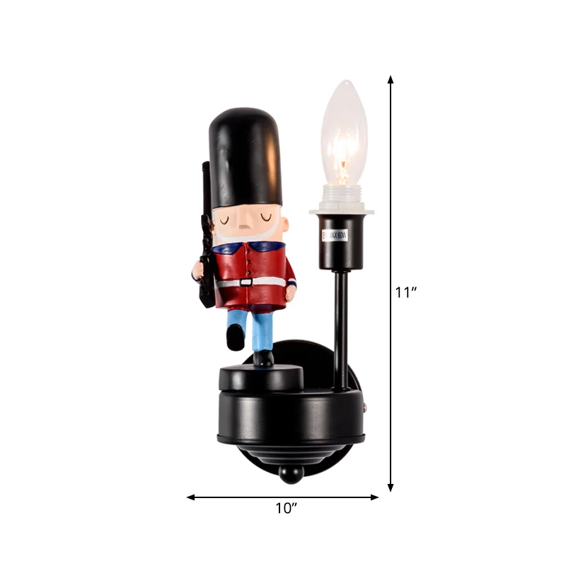 Studeerkamer Walking Solider Wandlamp Hars Enkel licht Kinderwandkandelaar met kaars Clearhalo
