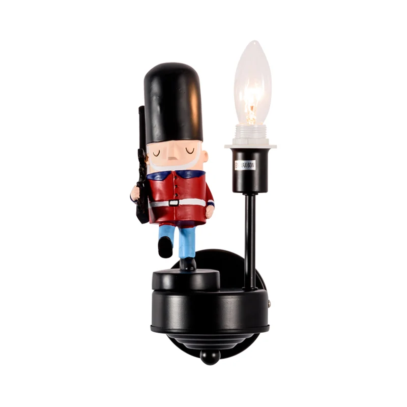 Studeerkamer Walking Solider Wandlamp Hars Enkel licht Kinderwandkandelaar met kaars Clearhalo