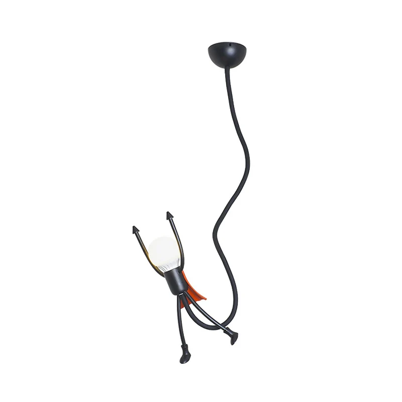 Super Hero mini hanglamp cartoon ijzer enkele kinderslaapkamer hanglamp zwart met zichtbaar lampontwerp Clearhalo