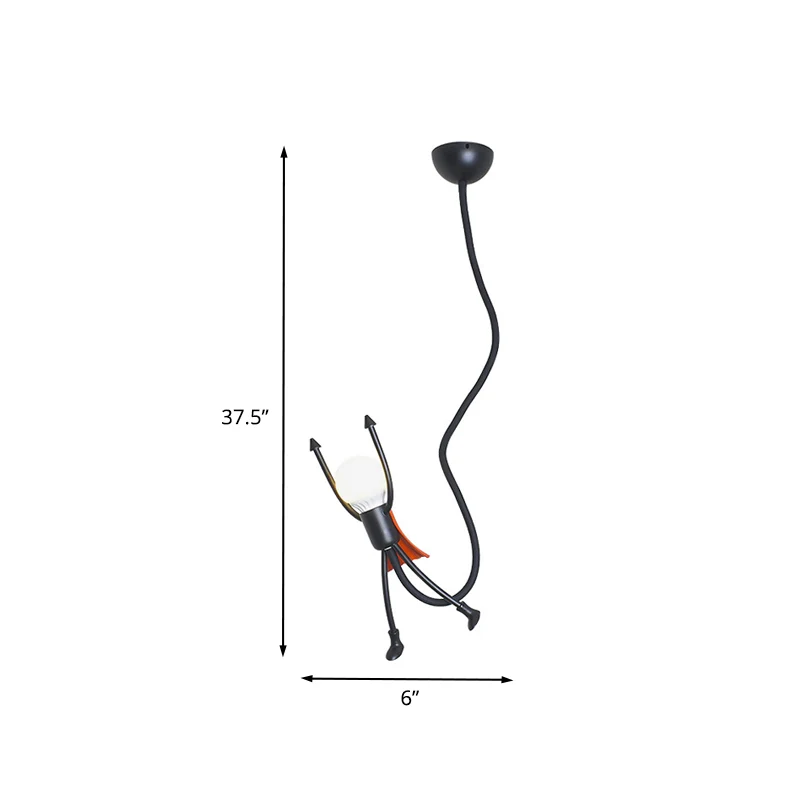 Super Hero mini hanglamp cartoon ijzer enkele kinderslaapkamer hanglamp zwart met zichtbaar lampontwerp Clearhalo