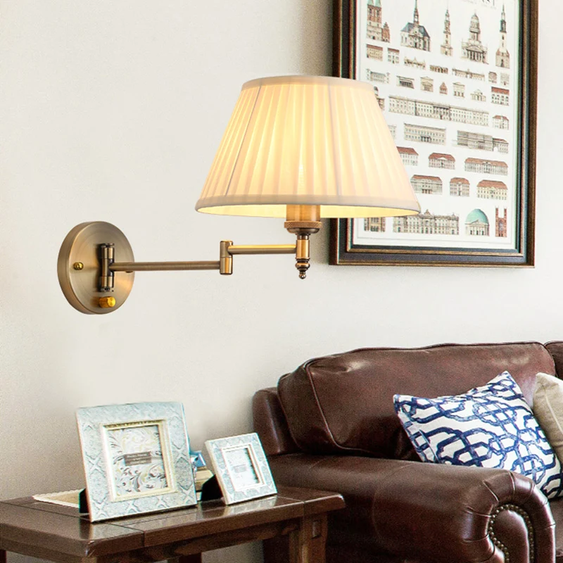 Swing Arm Paper Wall Mount Lamp met Schaduw Modern 1 Licht Wit/Beige Sconce Lichtarmatuur voor de woonkamer Clearhalo