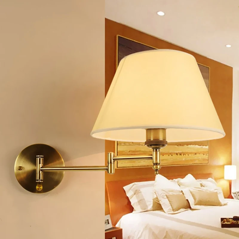 Swing Arm Paper Wall Mount Lamp met Schaduw Modern 1 Licht Wit/Beige Sconce Lichtarmatuur voor de woonkamer Clearhalo
