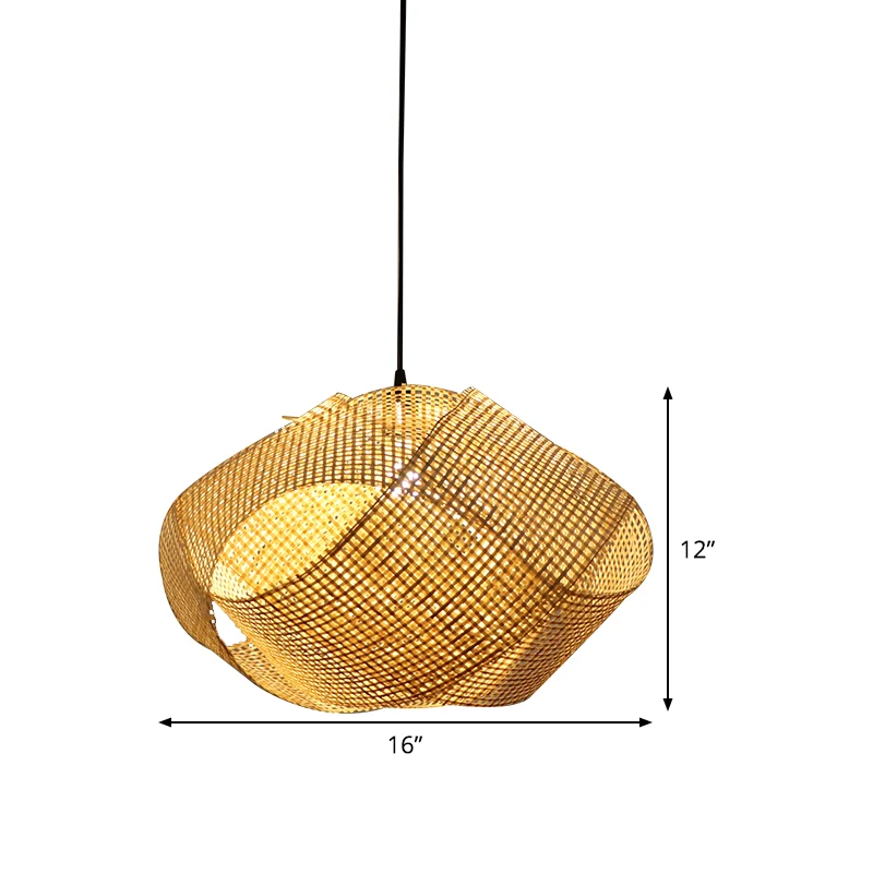Swirl Down Lighting Japanse bamboe 16"/19,5" brede 1 kop vlassen plafond hanglamp Clearhalo