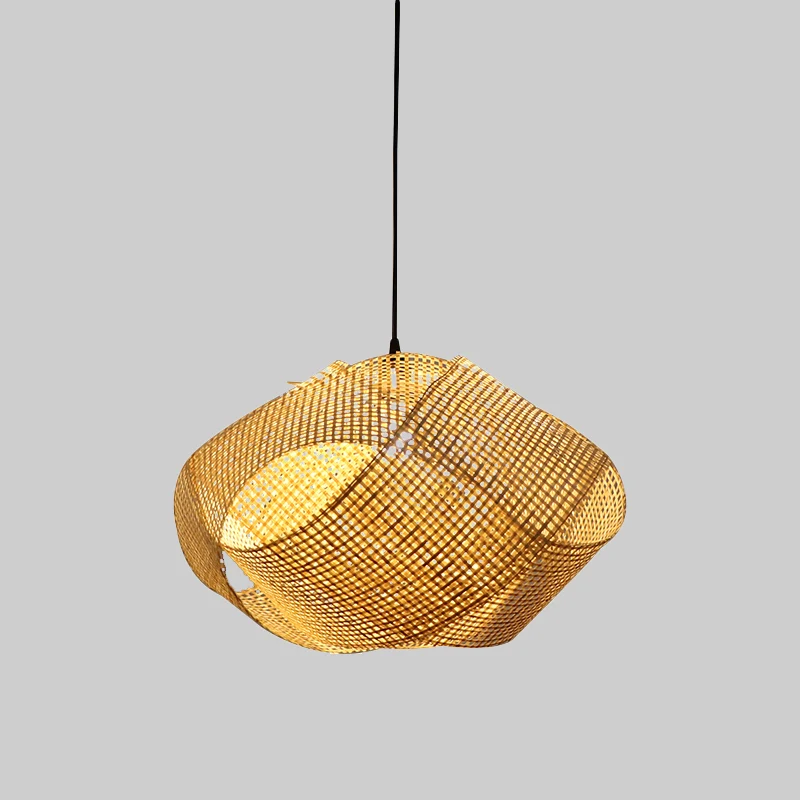 Swirl Down Lighting Japanse bamboe 16"/19,5" brede 1 kop vlassen plafond hanglamp Clearhalo