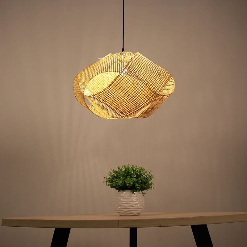 Swirl Down Lighting Japanse bamboe 16"/19,5" brede 1 kop vlassen plafond hanglamp Clearhalo