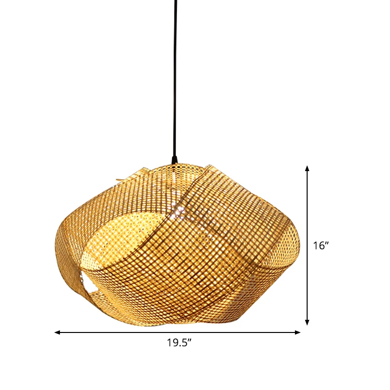 Swirl Down Lighting Japanse bamboe 16"/19,5" brede 1 kop vlassen plafond hanglamp Clearhalo