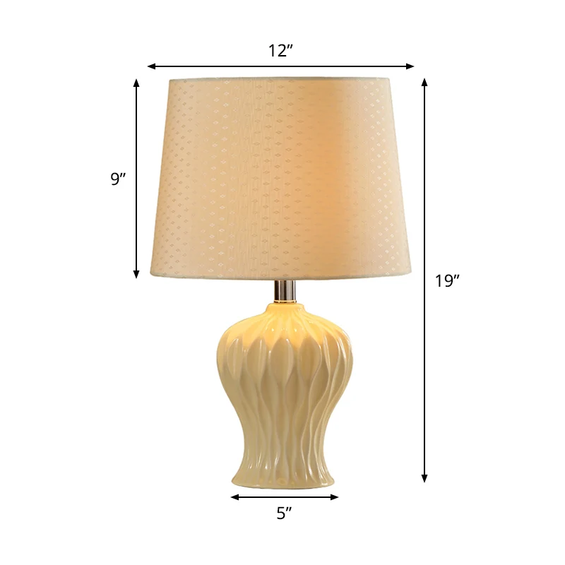 Taaklamp van textiel, moderne tafellamp met 1 lamp wit met urn-keramische voet Clearhalo