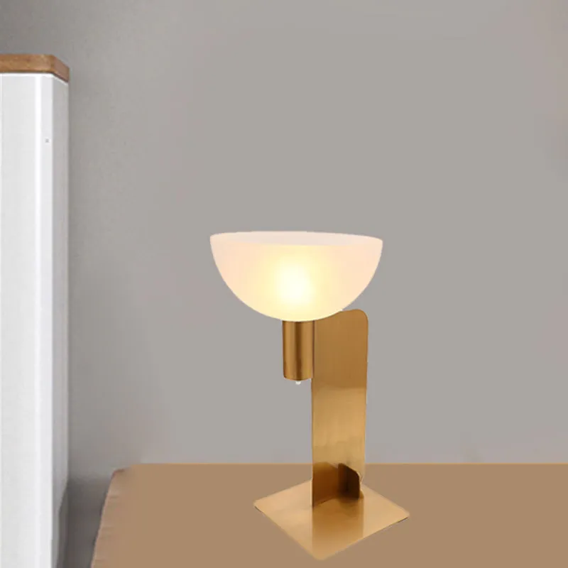 Tafelverlichtingspaal met metalen paneel, moderne bureaulamp met 1 lamp, goudkleurige afwerking en kap van opaalglas Clear...
