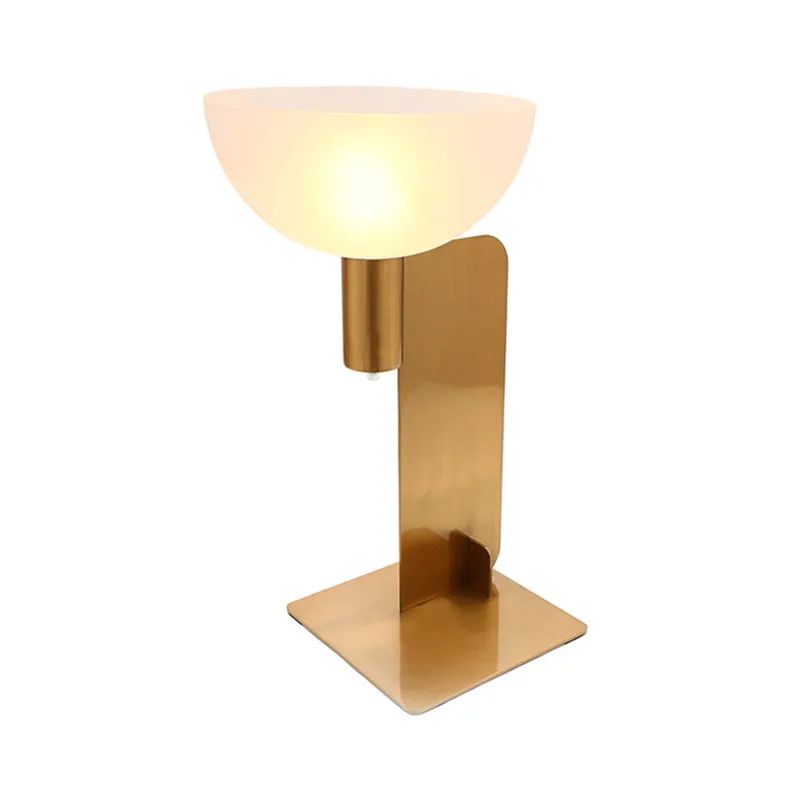 Tafelverlichtingspaal met metalen paneel, moderne bureaulamp met 1 lamp, goudkleurige afwerking en kap van opaalglas Clear...