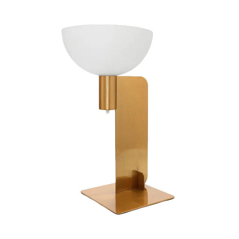 Tafelverlichtingspaal met metalen paneel, moderne bureaulamp met 1 lamp, goudkleurige afwerking en kap van opaalglas Clear...