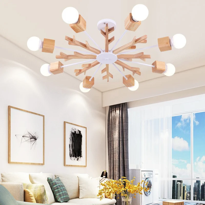 Takvormige woonkamer kroonluchter hanglamp hout eigentijds hanglamp Clearhalo