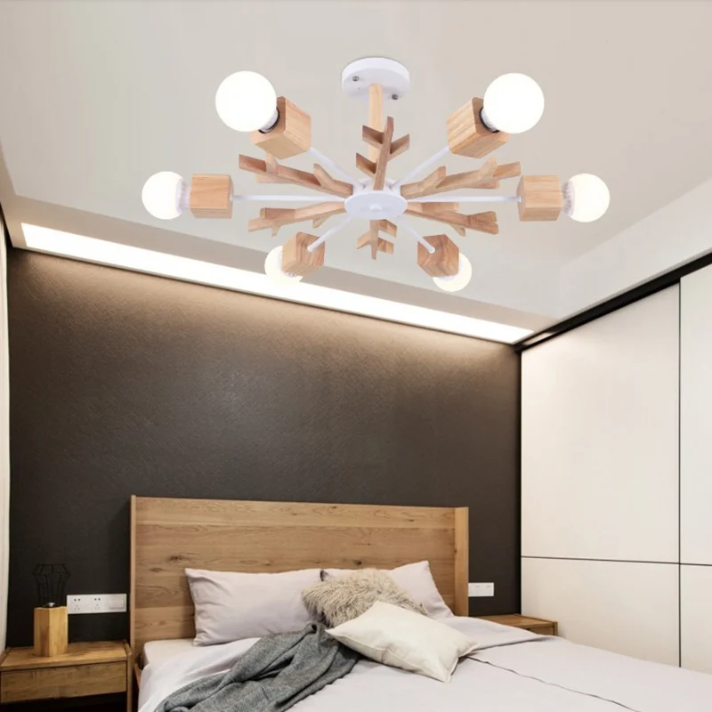 Takvormige woonkamer kroonluchter hanglamp hout eigentijds hanglamp Clearhalo