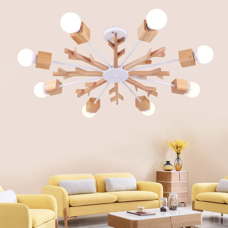 Takvormige woonkamer kroonluchter hanglamp hout eigentijds hanglamp Clearhalo