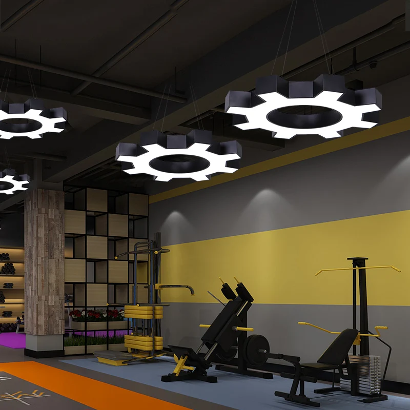 Tandwielvormige Gym Hanglamp Metallic Moderne Stijl LED Hanglamp Clearhalo