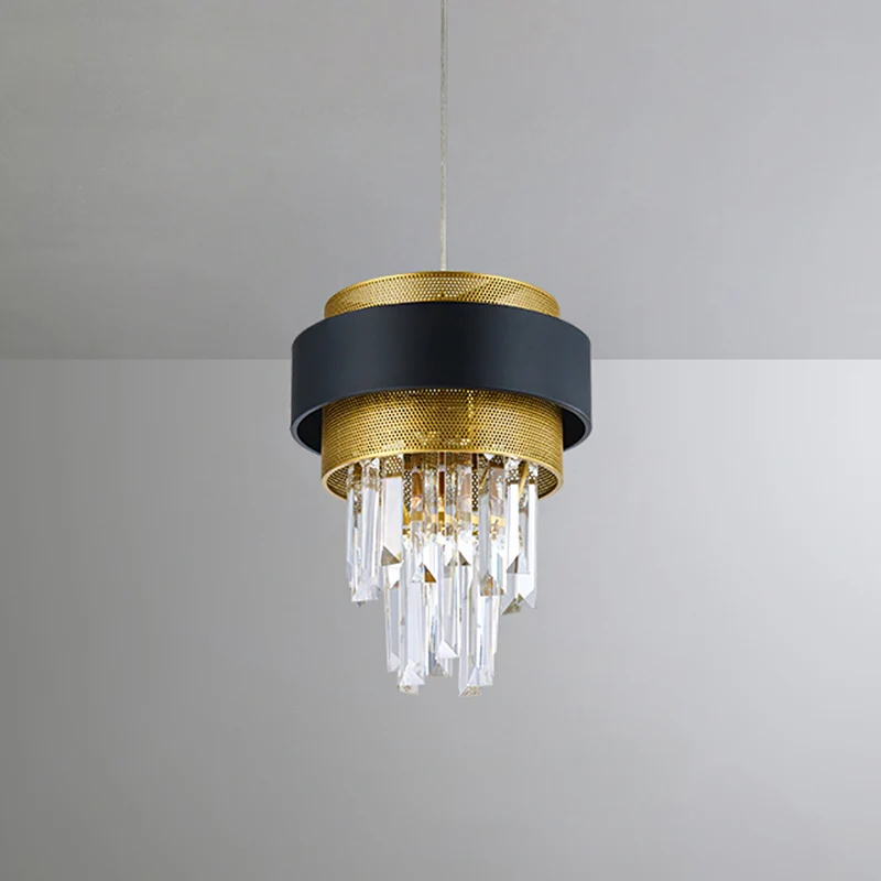 Taper Great Room Down Mini-hanger Moderne kristallen prisma's 1 lamp Zwart en goud afgewerkt hanglicht Clearhalo