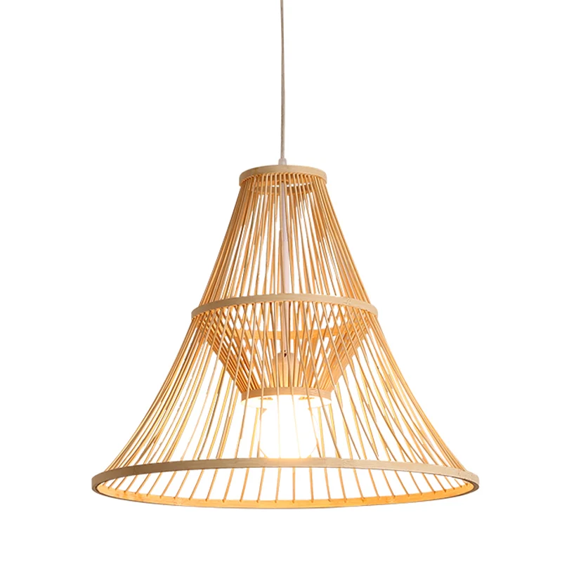 Taps toelopende bamboe hanglamp Azië 1 lichtbeige hanglamp voor slaapkamer Clearhalo