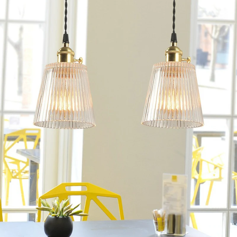 Taps toelopende, helder geribbelde glazen hanglamp Eenvoud 1 lamp Restaurant hanglamp Clearhalo