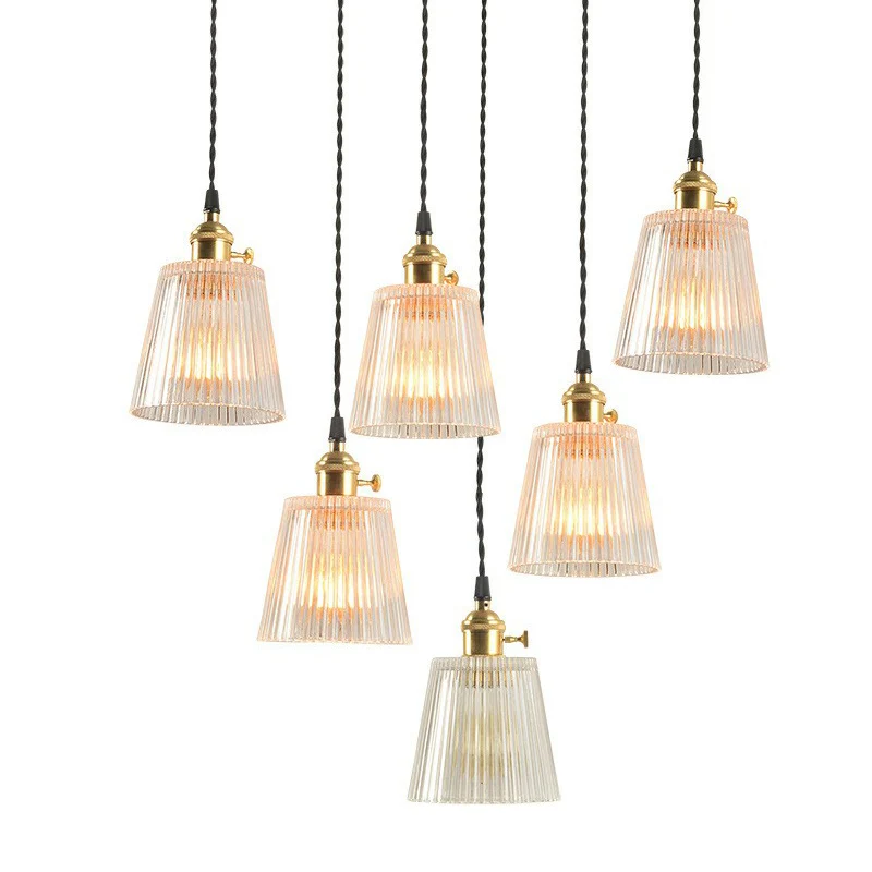 Taps toelopende, helder geribbelde glazen hanglamp Eenvoud 1 lamp Restaurant hanglamp Clearhalo