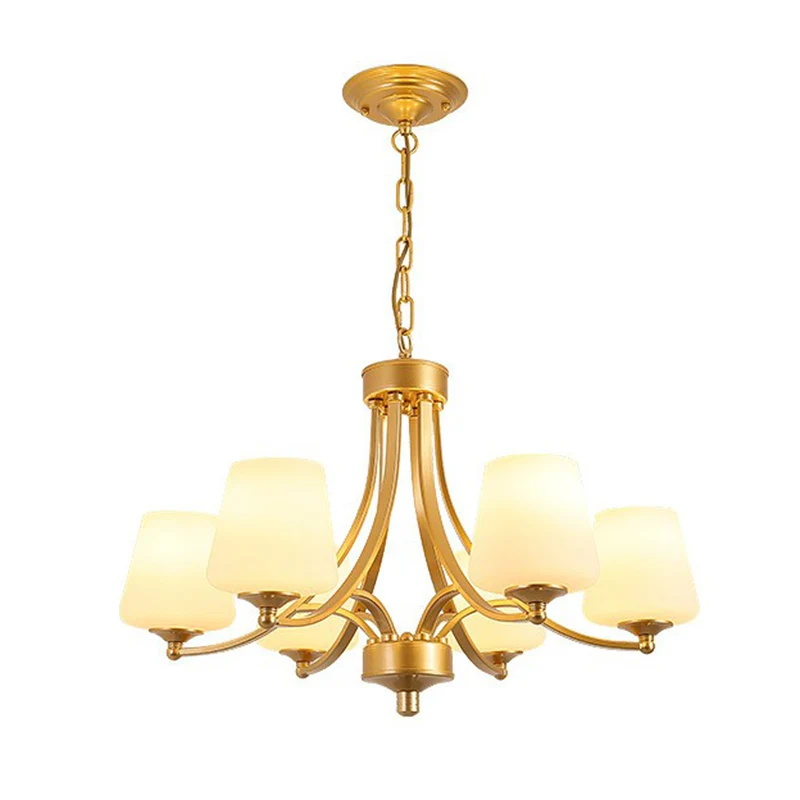 Taps toelopende kap White Frost Glass Suspension Light Rustieke woonkamer kroonluchterlamp Clearhalo