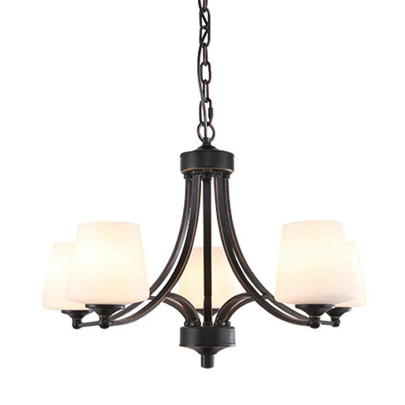 Taps toelopende kap White Frost Glass Suspension Light Rustieke woonkamer kroonluchterlamp Clearhalo