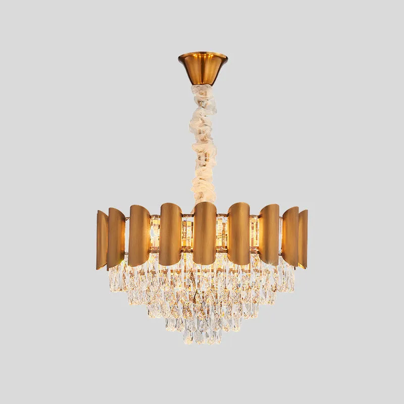 Taps toelopende kristallen hanglamp modernisme 6-lichts eetkamer kroonluchterverlichting messing Clearhalo