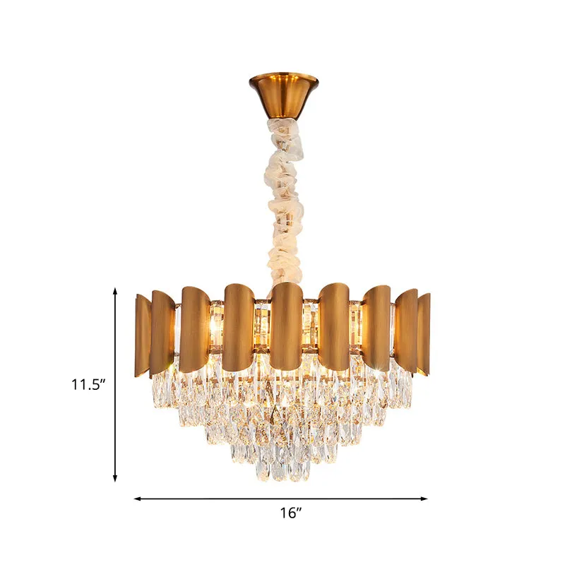 Taps toelopende kristallen hanglamp modernisme 6-lichts eetkamer kroonluchterverlichting messing Clearhalo
