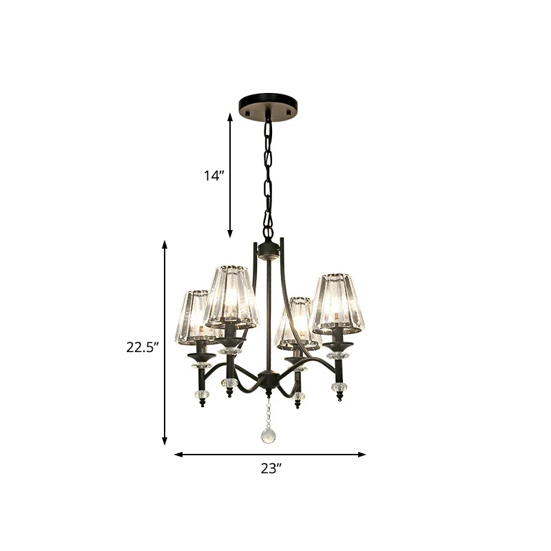 Taps toelopende kroonluchter verlichtingsarmatuur eigentijds kristal 4/6/8 lampen zwarte hanglampset met verstelbare ketti...