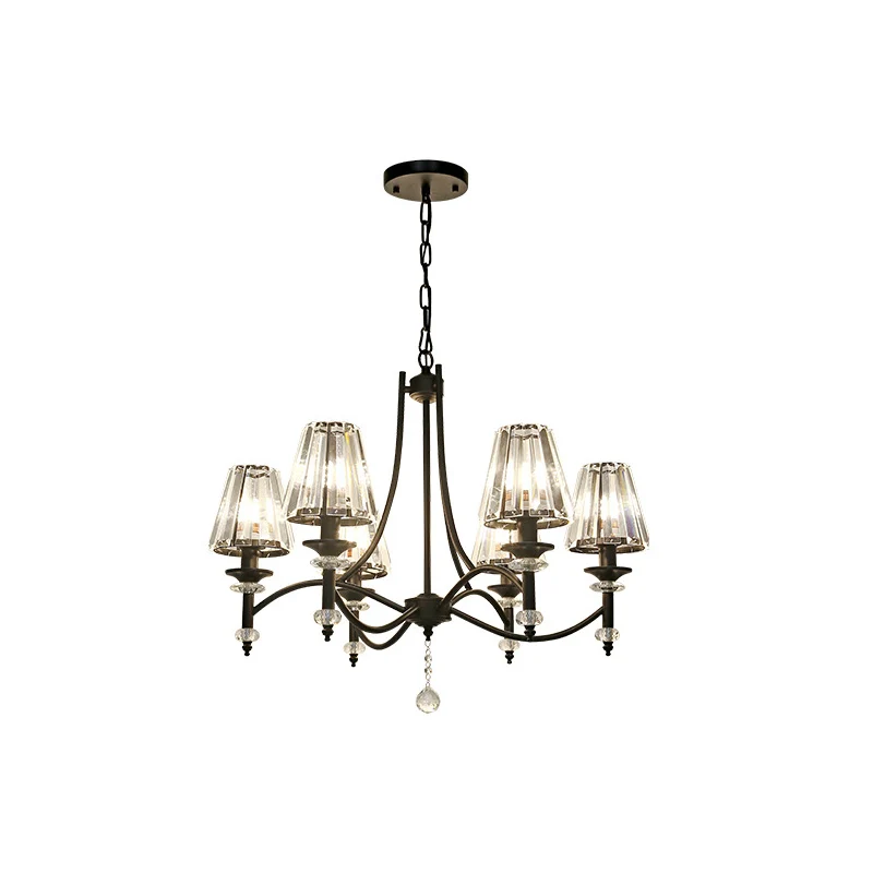 Taps toelopende kroonluchter verlichtingsarmatuur eigentijds kristal 4/6/8 lampen zwarte hanglampset met verstelbare ketti...