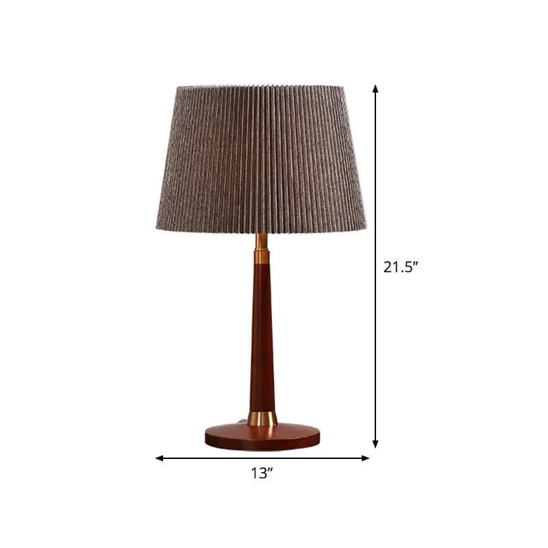 Taps toelopende nachtkastjelamp met trommel, eigentijdse stof, 1 lamp, leesboeklicht grijs Clearhalo