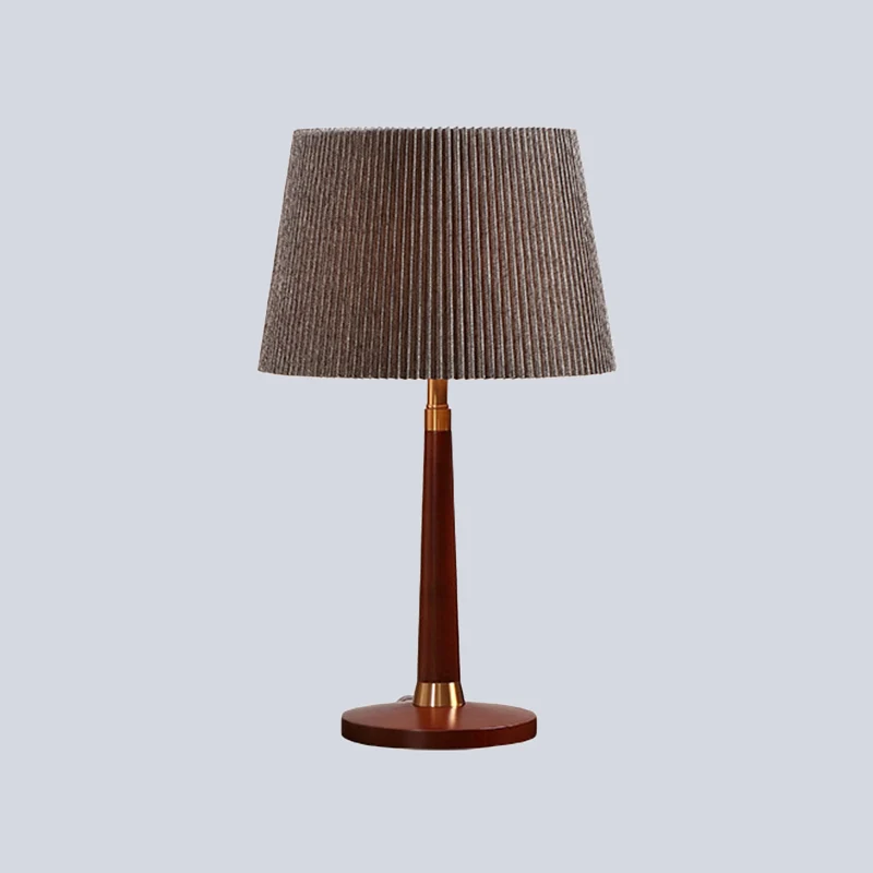 Taps toelopende nachtkastjelamp met trommel, eigentijdse stof, 1 lamp, leesboeklicht grijs Clearhalo