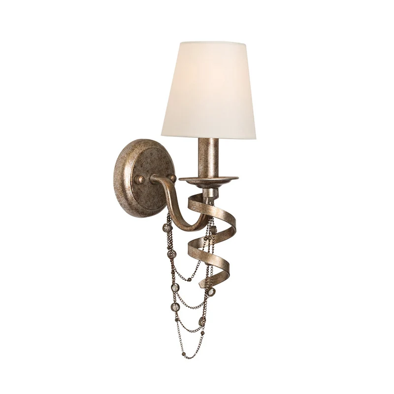 Taps toelopende slaapkamerwandmontagelamp Traditionele stof 1 kopwandverlichtingsarmatuur met kristallen drapering nikkel...
